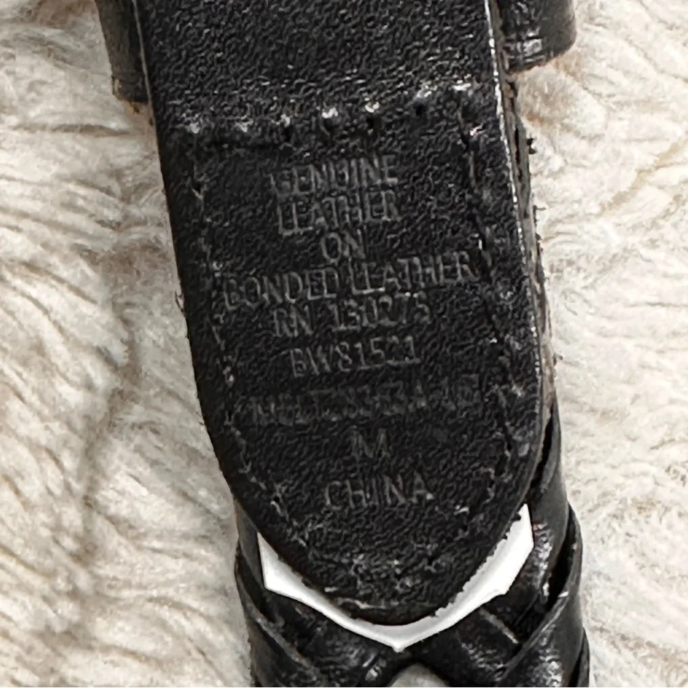 Men's Black Leather Belt With Diamond Shaped Holes Adjustable| Silver Buckle M